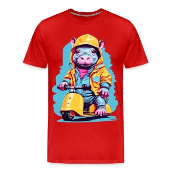 Süßes Nilpferd - Männer Premium Bio T-Shirt - Rot - Vorne - Damien (186cm)