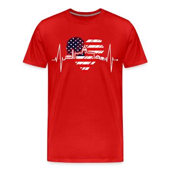 Washington D.C. Skyline Heartbeat USA East Coast - Men's Premium Organic T-Shirt - red - Front - Damien (186cm)