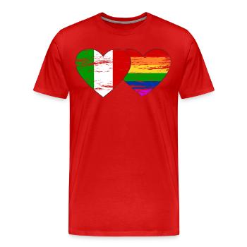 Drapeau arc-en-ciel de l’Italie utilisé - T-shirt bio Premium Homme - rouge - Devant - Damien (186cm)