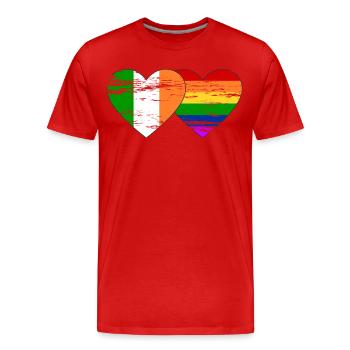 Drapeau arc-en-ciel de l’Irlande utilisé - T-shirt bio Premium Homme - rouge - Devant - Damien (186cm)