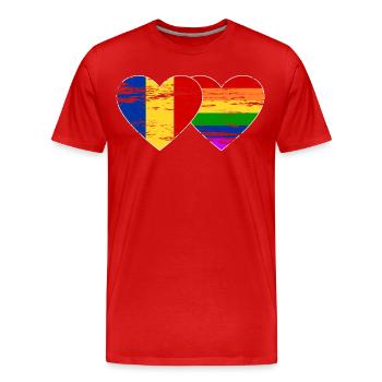 Drapeau arc-en-ciel de Roumanie utilisé - T-shirt bio Premium Homme - rouge - Devant - Damien (186cm)