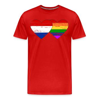 Hollande drapeau arc-en-ciel utilisé - T-shirt bio Premium Homme - rouge - Devant - Damien (186cm)