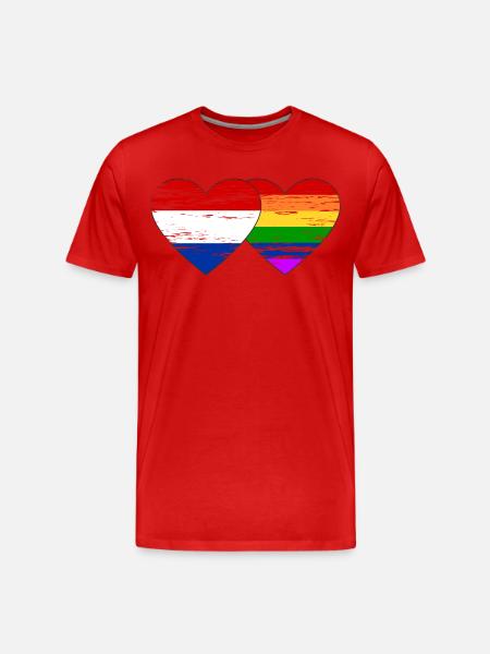 Hollande drapeau arc-en-ciel utilisé - T-shirt bio Premium Homme - rouge
