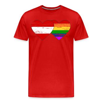 Drapeau arc-en-ciel de l’Autriche utilisé - T-shirt bio Premium Homme - rouge - Devant - Damien (186cm)