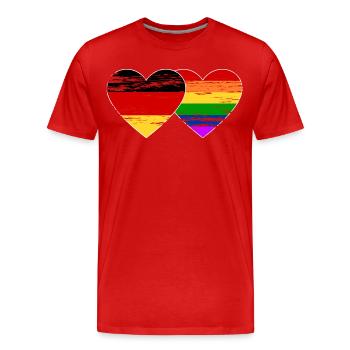 Drapeau arc-en-ciel de l’Allemagne utilisé - T-shirt bio Premium Homme - rouge - Devant - Damien (186cm)
