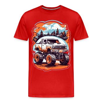Monstertruck - Männer Premium Bio T-Shirt - Rot - Vorne - Damien (186cm)