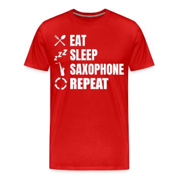 Eat Sleep Saxophone Répéter - T-shirt bio Premium Homme - rouge - Devant - Damien (186cm)