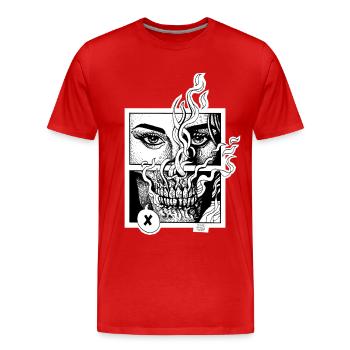 Fin de l’étranger - T-shirt bio Premium Homme - rouge - Devant - Damien (186cm)