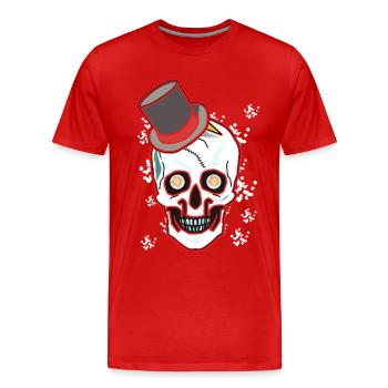 Fantôme chapeau haut de forme Gentleman crâne horreur Clown - T-shirt bio Premium Homme - rouge - Devant - Damien (186cm)