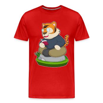 Lunettes de livres Tiger Nerd - T-shirt bio Premium Homme - rouge - Devant - Damien (186cm)