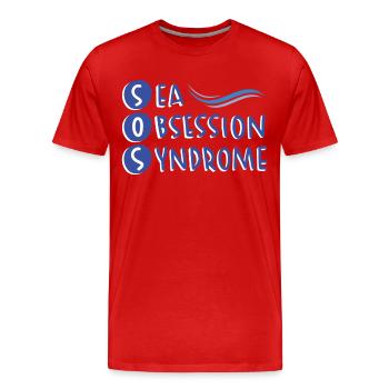 Humour Bien-être Mer - T-shirt bio Premium Homme - rouge - Devant - Damien (186cm)