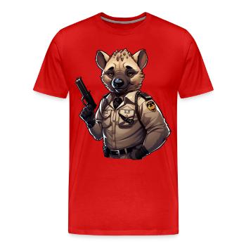 Hyena Policeman - Men's Premium Organic T-Shirt - red - Front - Damien (186cm)