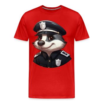 Dachs Polizistin - Männer Premium Bio T-Shirt - Rot - Vorne - Damien (186cm)