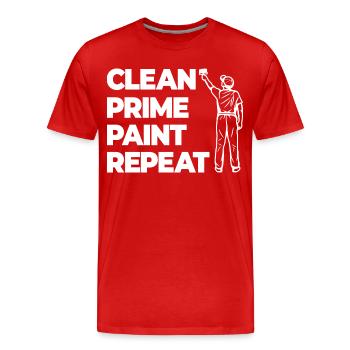 Reinigen Grundieren Lackieren - Männer Premium Bio T-Shirt - Rot - Vorne - Damien (186cm)