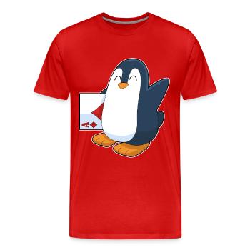 Jeu de cartes de poker Penguin Poker - T-shirt bio Premium Homme - rouge - Devant - Damien (186cm)