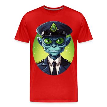 Alien Cop - Men's Premium Organic T-Shirt - red - Front - Damien (186cm)