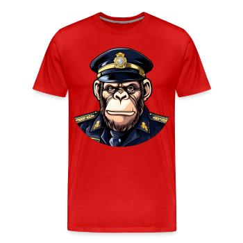 Schimpansen Polizist - Männer Premium Bio T-Shirt - Rot - Vorne - Damien (186cm)
