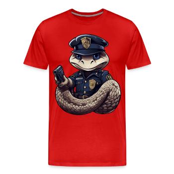 Policier serpent - T-shirt bio Premium Homme - rouge - Devant - Damien (186cm)