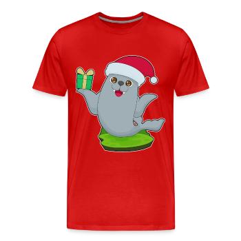 Paquet de Noël scellé - T-shirt bio Premium Homme - rouge - Devant - Damien (186cm)