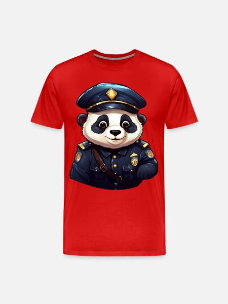 Panda Policeman - Men's Premium Organic T-Shirt - red