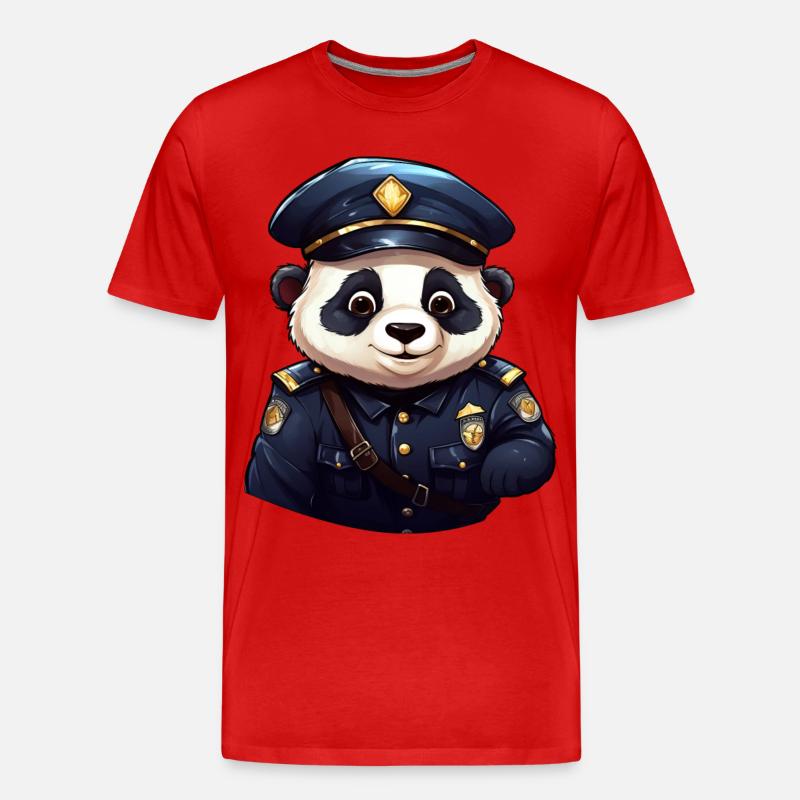 Panda Polizist - Männer Premium Bio T-Shirt - Rot