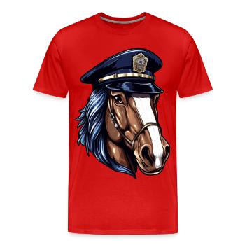 Pferde Polizist - Männer Premium Bio T-Shirt - Rot - Vorne - Damien (186cm)
