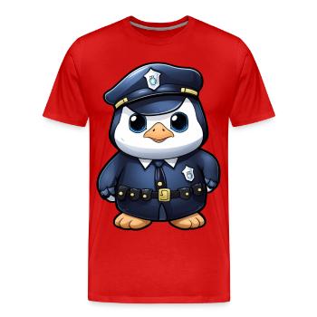 Police des pingouins - T-shirt bio Premium Homme - rouge - Devant - Damien (186cm)