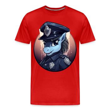 Pony Police - Men's Premium Organic T-Shirt - red - Front - Damien (186cm)