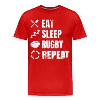 Horaire quotidien des joueurs de rugby - T-shirt bio Premium Homme - rouge - Devant - Damien (186cm)