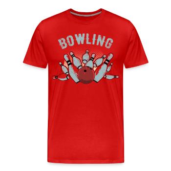 Croquis de Bowling Strike - T-shirt bio Premium Homme - rouge - Devant - Damien (186cm)