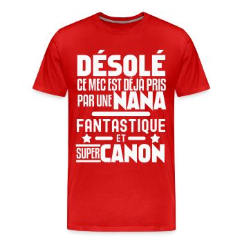 Ce Mec Est déjà pris par une nana fantastique - T-shirt bio Premium Homme - rouge - Devant - Damien (186cm)