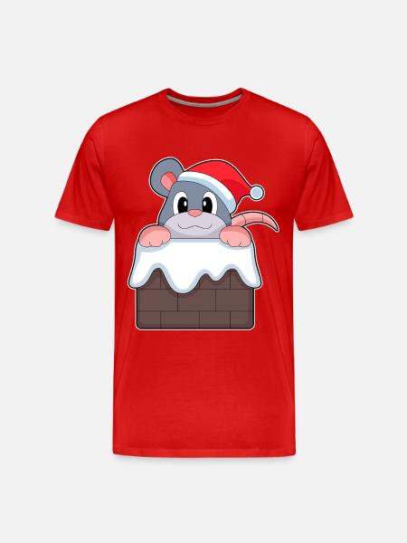 Mouse Christmas Christmas Hat - Men's Premium Organic T-Shirt - red