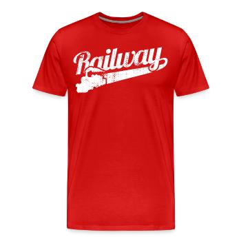 L'amour des chemins de fer - T-shirt bio Premium Homme - rouge - Devant - Damien (186cm)