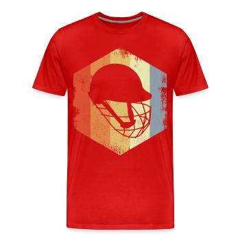 Vintage cricket helmet sketch - Men's Premium Organic T-Shirt - red - Front - Damien (186cm)
