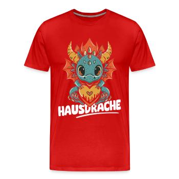 Hausdrache. Stark, Mutig und Unbesiegbar. Drache - Männer Premium Bio T-Shirt - Rot - Vorne - Damien (186cm)