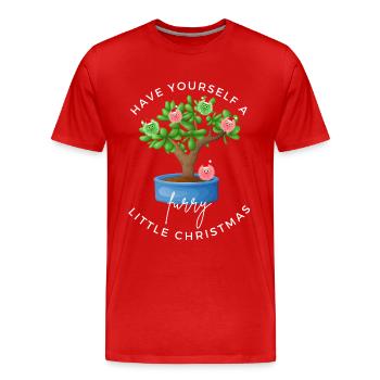Haben Sie ein kleines pelziges Weihnachten - Männer Premium Bio T-Shirt - Rot - Vorne - Damien (186cm)