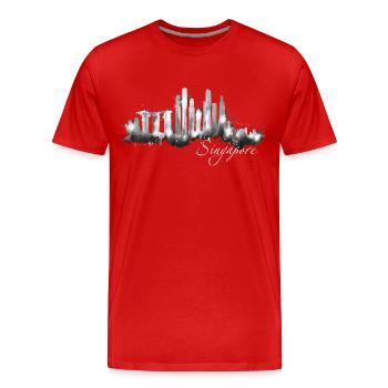 Singapore Skyline Silhouette Asia I Love Singapore - Men's Premium Organic T-Shirt - red - Front - Damien (186cm)