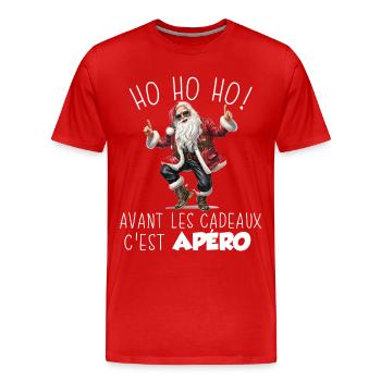Humour Apéro Pull Moche De Noel Homme Femme - T-shirt bio Premium Homme - rouge - Devant - Damien (186cm)