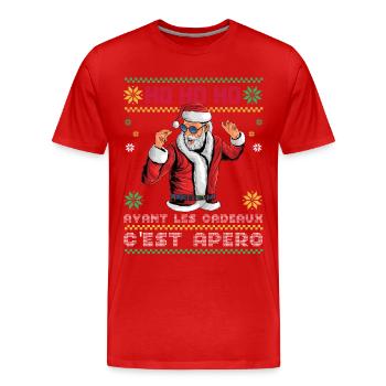 Pull Moche De Noël Cadeau Famille Humour Apéro - T-shirt bio Premium Homme - rouge - Devant - Damien (186cm)