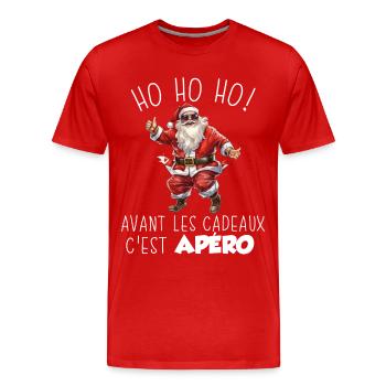 Pull Moche De Nöel 2024 Homme Femme Cadeau Noel - T-shirt bio Premium Homme - rouge - Devant - Damien (186cm)