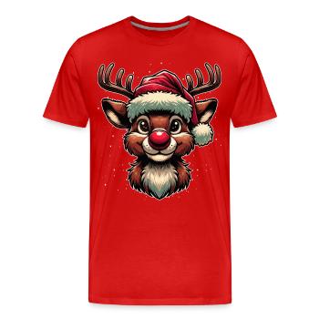 Motif de Noël festif Rudolf le renne - T-shirt bio Premium Homme - rouge - Devant - Damien (186cm)