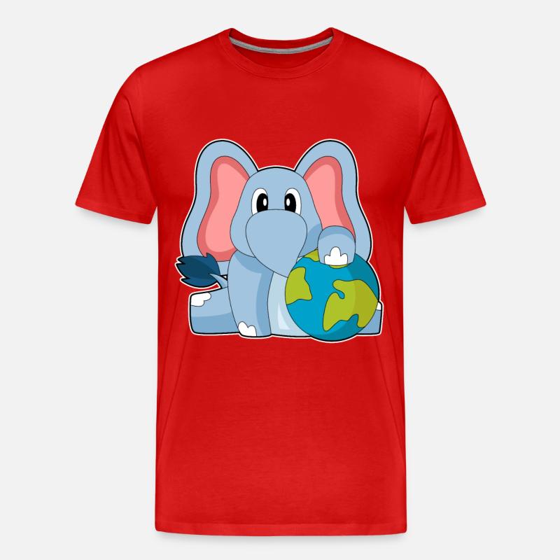 Elefant Erde - Männer Premium Bio T-Shirt - Rot
