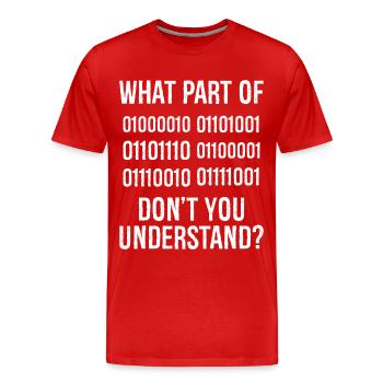 What Part of Binary Code Don't You Understand - T-shirt bio Premium Homme - rouge - Devant - Damien (186cm)