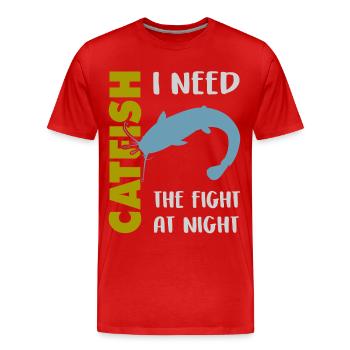 Combat de pêche au poisson-chat avec le poisson-chat fort - T-shirt bio Premium Homme - rouge - Devant - Damien (186cm)