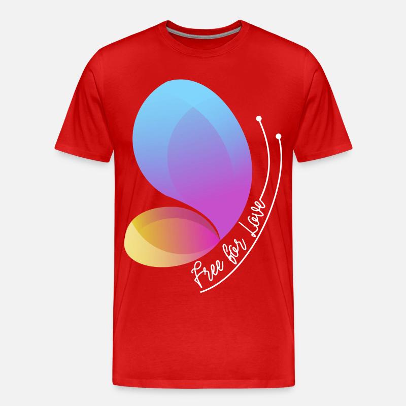 Frei durch Liebe Gradient Schmetterling - Männer Premium Bio T-Shirt - Rot