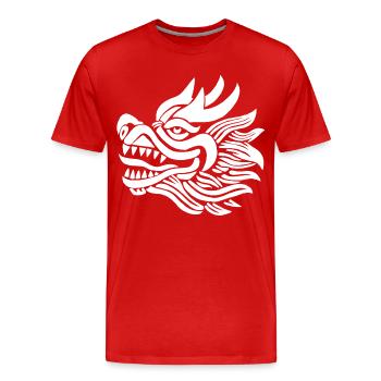 Tête de dragon chinois (blanc) - T-shirt bio Premium Homme - rouge - Devant - Damien (186cm)