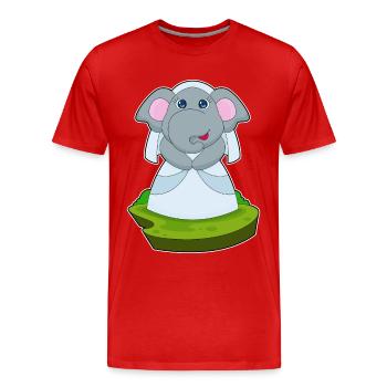Éléphant voile de mariée mariage - T-shirt bio Premium Homme - rouge - Devant - Damien (186cm)