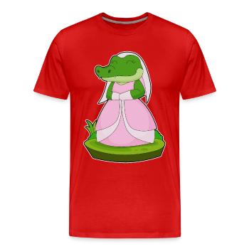 Crocodile voile de mariée mariage - T-shirt bio Premium Homme - rouge - Devant - Damien (186cm)