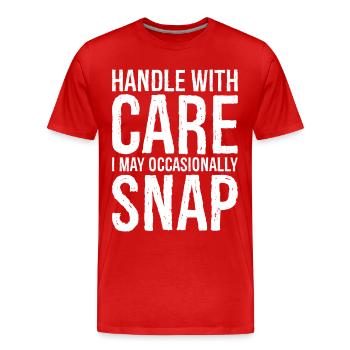Handle with care funny shirt - Men's Premium Organic T-Shirt - red - Front - Damien (186cm)