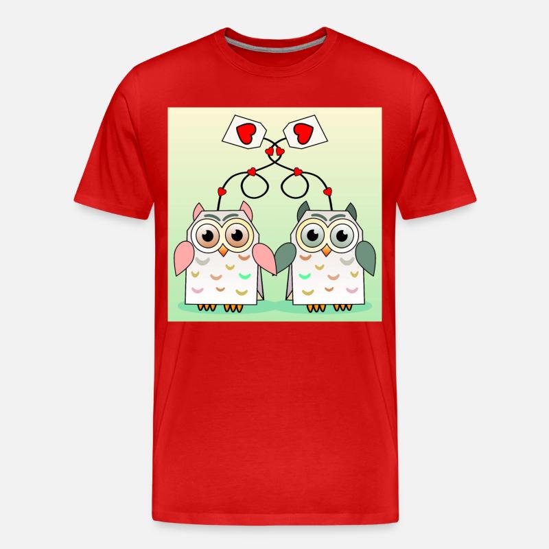 Eulen Tee - Männer Premium Bio T-Shirt - Rot